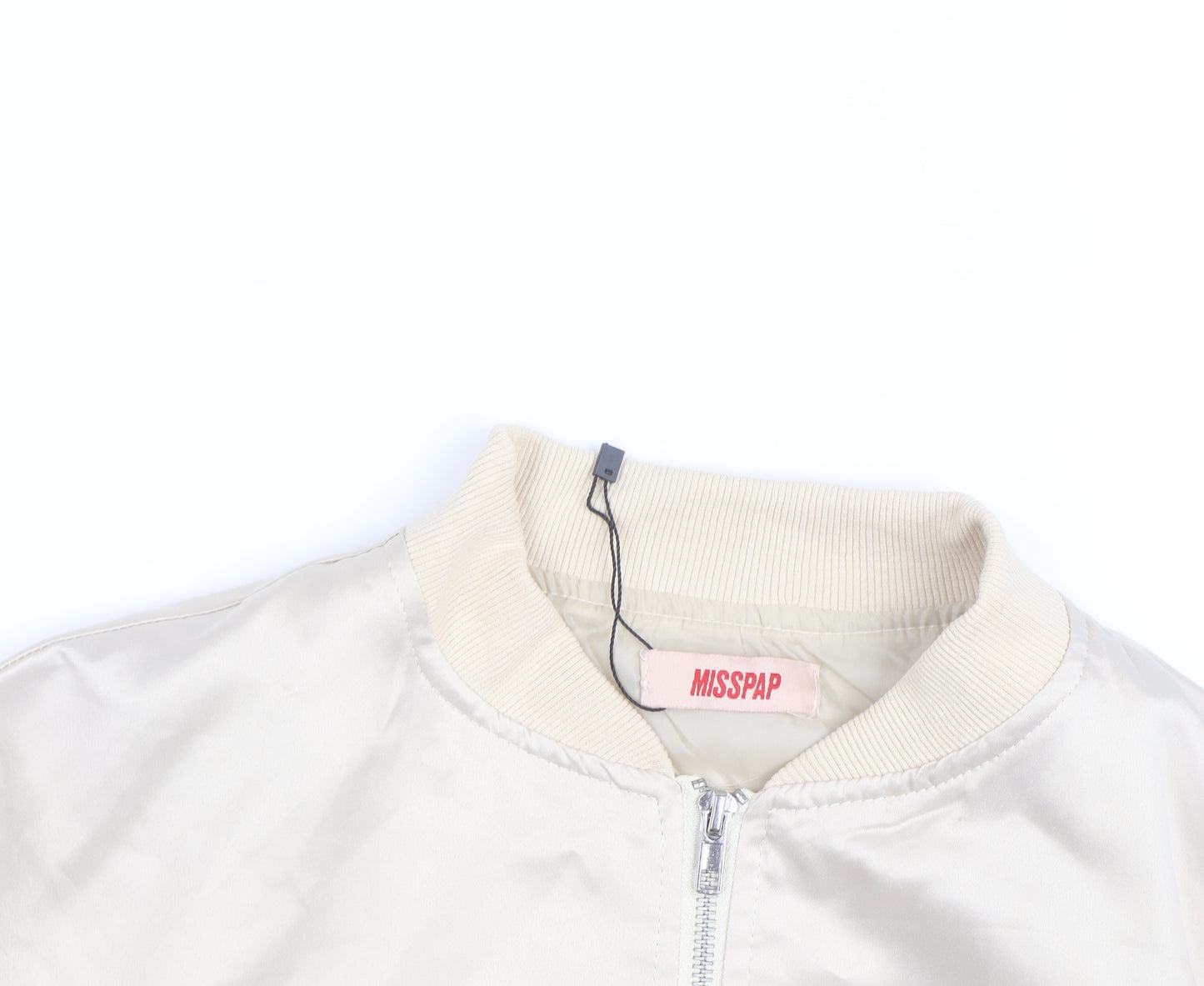 MISSPAP Womens Beige Cropped Bomber Jacket Size 12