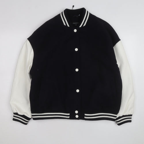 Peacocks Men's Black Varsity Jacket M Wool Blend Casual Bomber