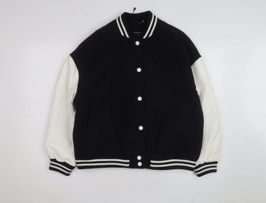Peacocks Men's Black Varsity Jacket M Wool Blend Casual Bomber