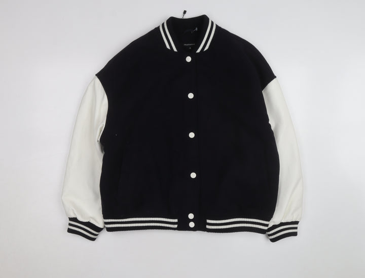 Peacocks Men's Black Varsity Jacket M Wool Blend Casual Bomber
