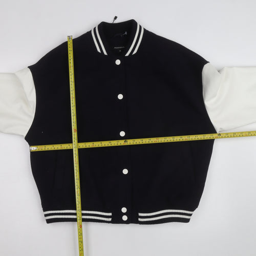 Peacocks Men's Black Varsity Jacket M Wool Blend Casual Bomber