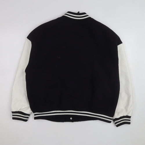 Peacocks Men's Black Varsity Jacket M Wool Blend Casual Bomber