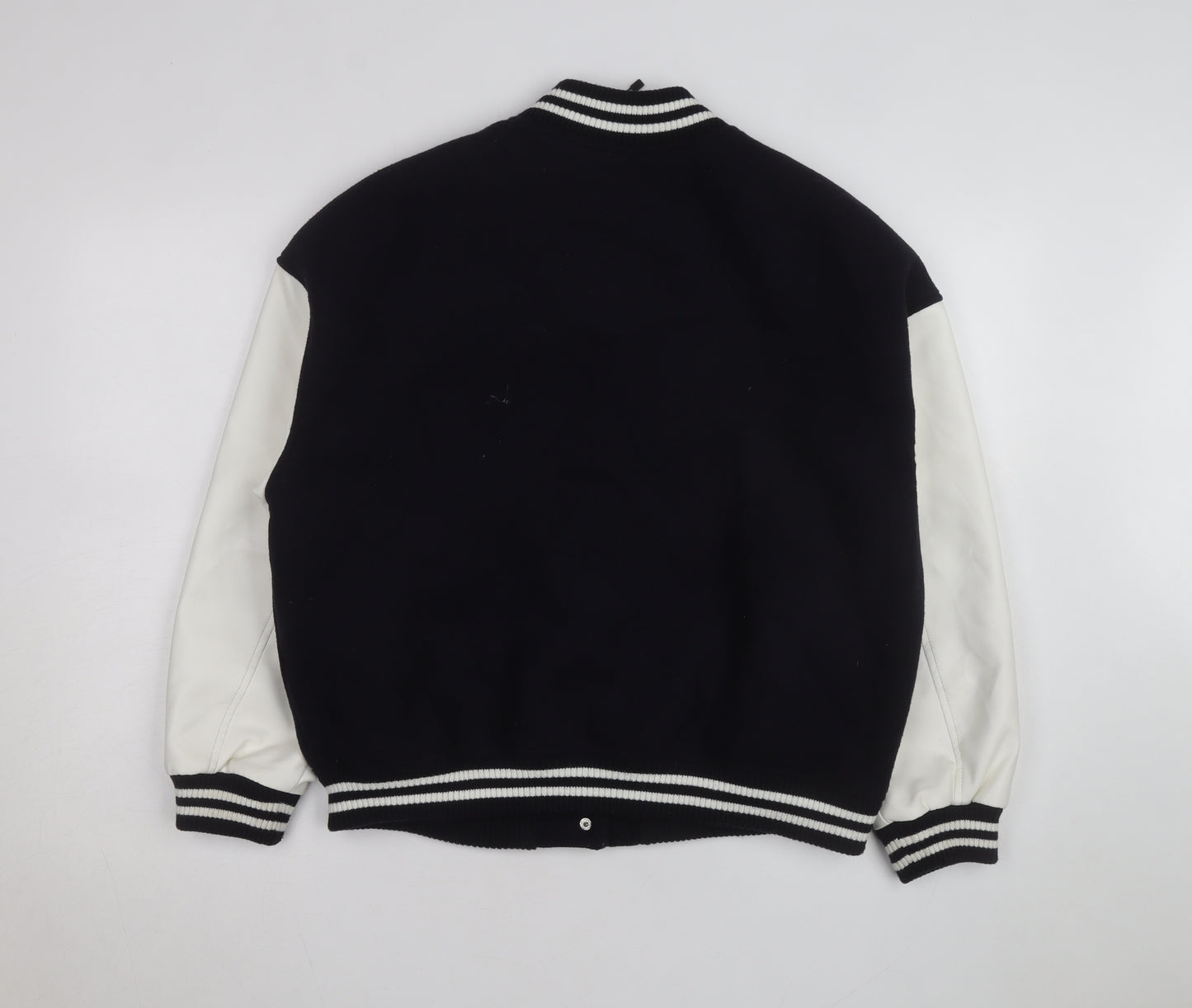 Peacocks Men's Black Varsity Jacket M Wool Blend Casual Bomber