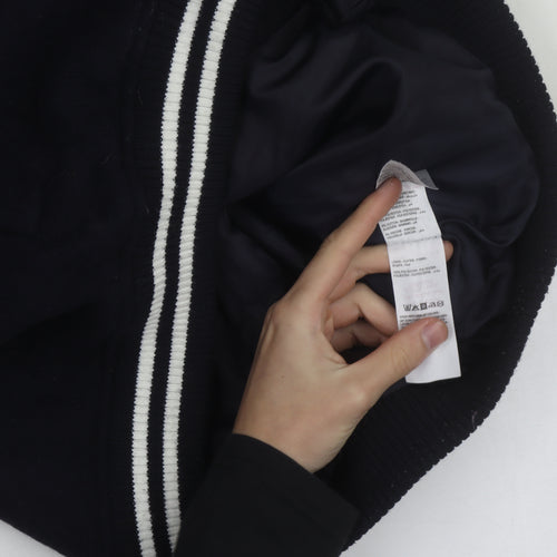 Peacocks Men's Black Varsity Jacket M Wool Blend Casual Bomber