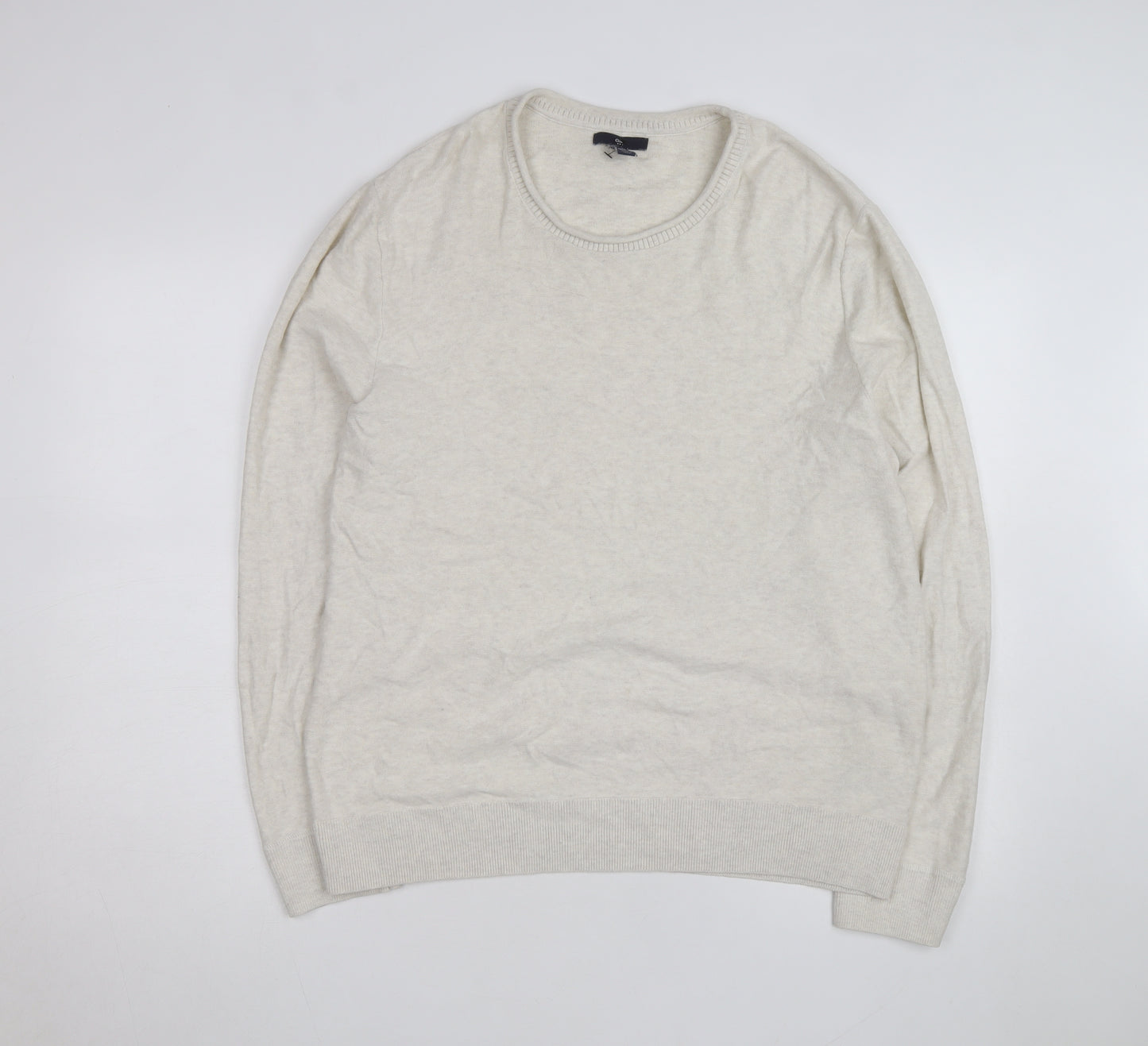 GAP Mens Beige Cotton Wool Crew Neck Pullover Jumper Size L