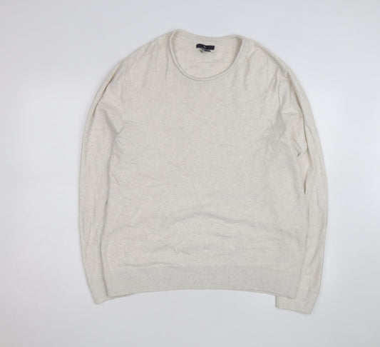 GAP Mens Beige Cotton Wool Crew Neck Pullover Jumper Size L