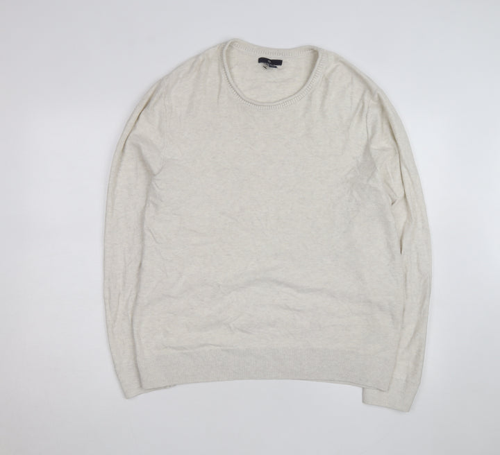 GAP Mens Beige Cotton Wool Crew Neck Pullover Jumper Size L