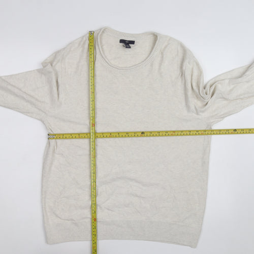 GAP Mens Beige Cotton Wool Crew Neck Pullover Jumper Size L