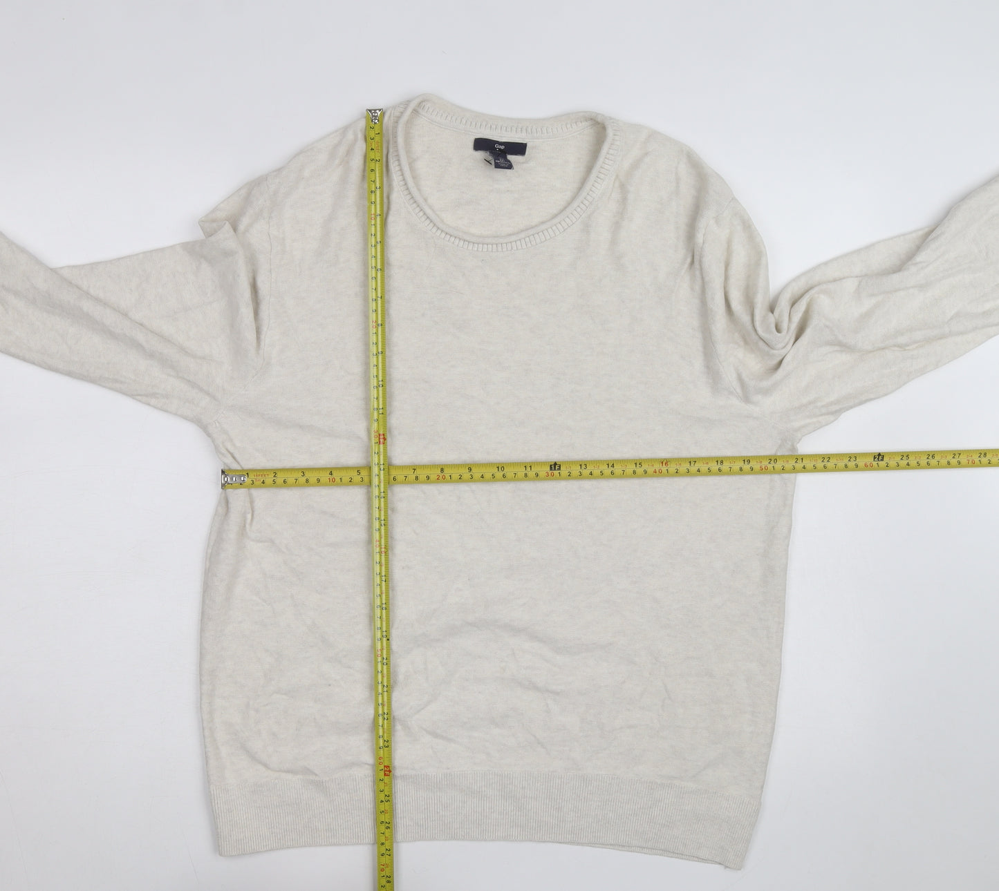 GAP Mens Beige Cotton Wool Crew Neck Pullover Jumper Size L