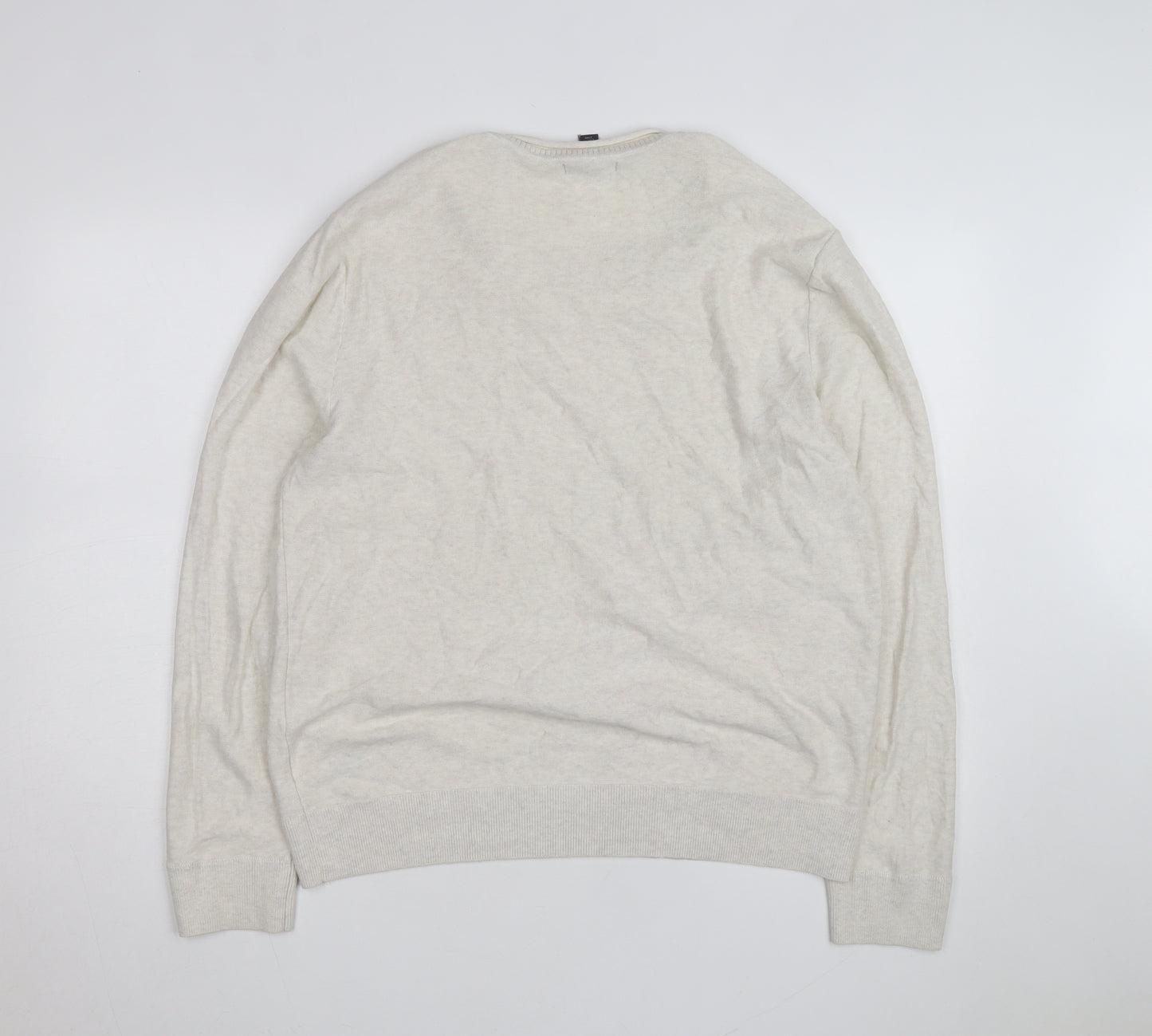 GAP Mens Beige Cotton Wool Crew Neck Pullover Jumper Size L