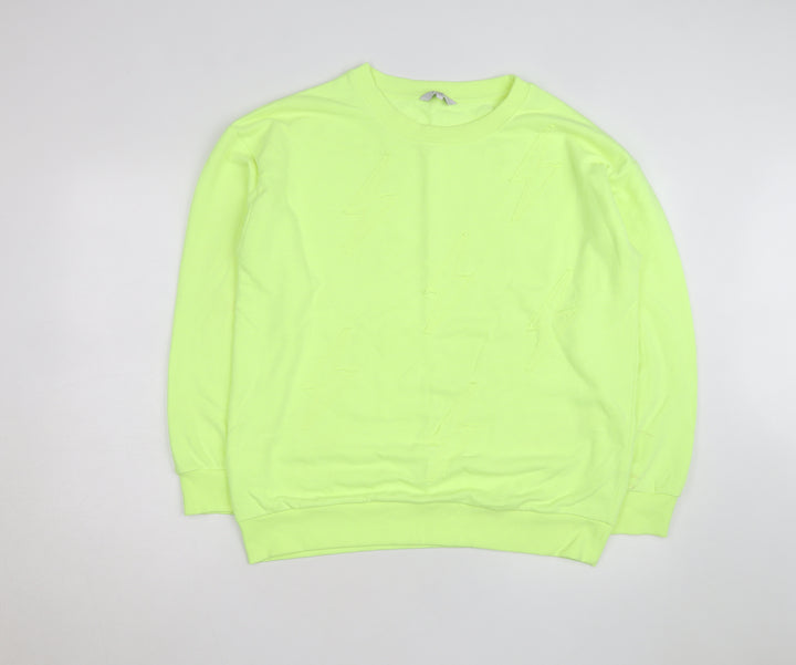 Next Women’s Neon Yellow Cotton Pullover Sweatshirt Size 14