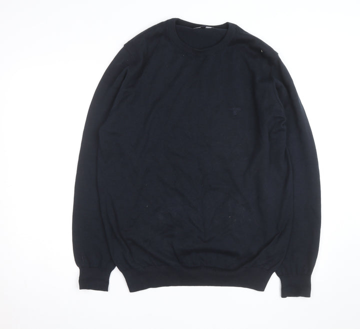Barbour Men's Blue Cotton Crew Neck Jumper XL