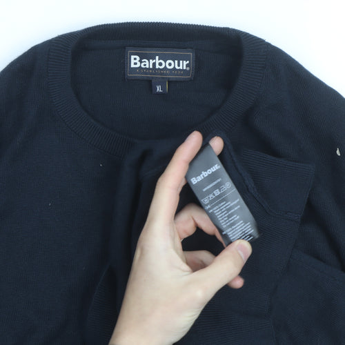 Barbour Men's Blue Cotton Crew Neck Jumper XL