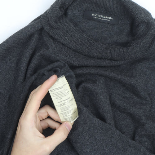 Scotch & Soda Men’s Grey Roll Neck Cotton Cashmere Jumper XL