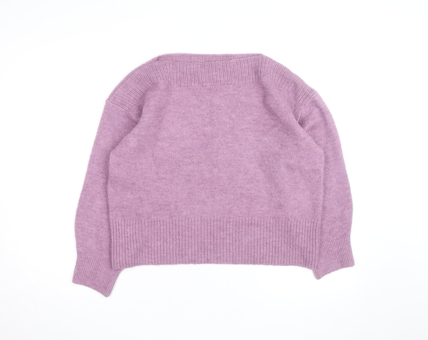 Marks and Spencer Women Purple Wool Blend Crew Neck Jumper L