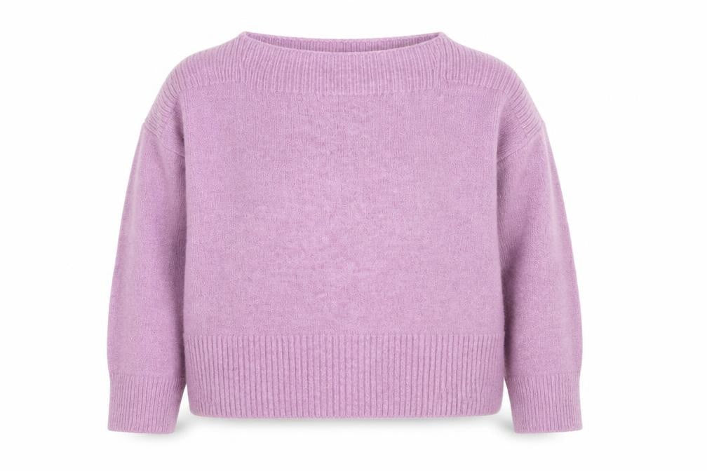 Front view of Marks & Spencer Women Purple Wool Blend Crew Neck Jumper L