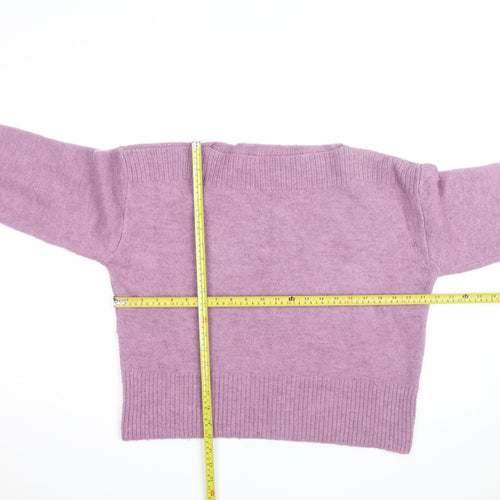Marks and Spencer Women Purple Wool Blend Crew Neck Jumper L