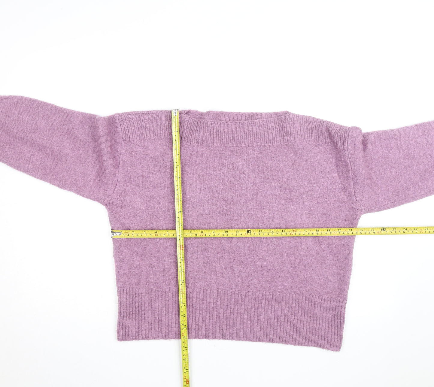 Marks and Spencer Women Purple Wool Blend Crew Neck Jumper L
