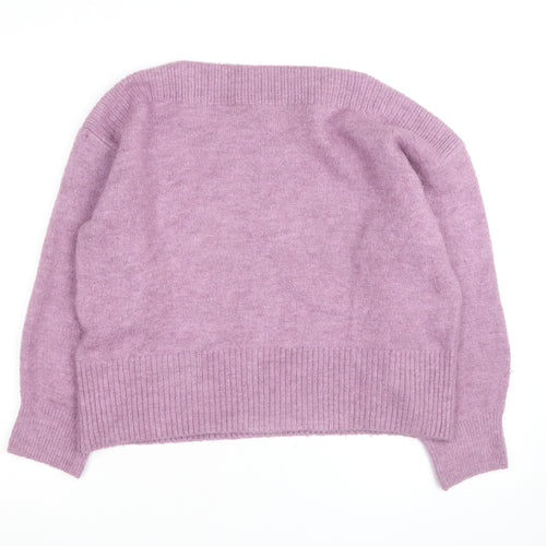 Marks and Spencer Women Purple Wool Blend Crew Neck Jumper L