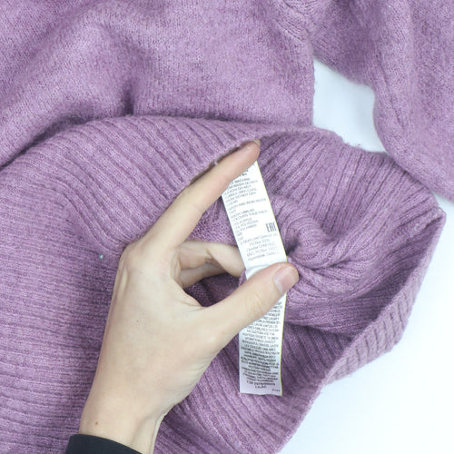 Marks and Spencer Women Purple Wool Blend Crew Neck Jumper L