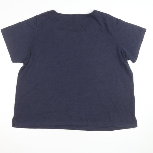 Bonmarche Women’s Blue Embroidered Scoop Neck Cotton Knit Jumper XL