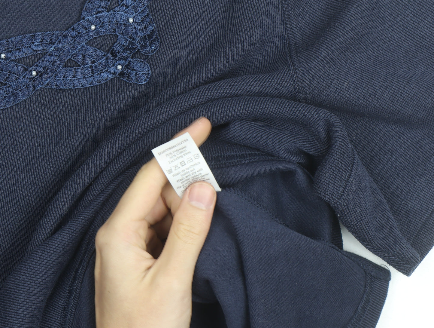 Bonmarche Women’s Blue Embroidered Scoop Neck Cotton Knit Jumper XL