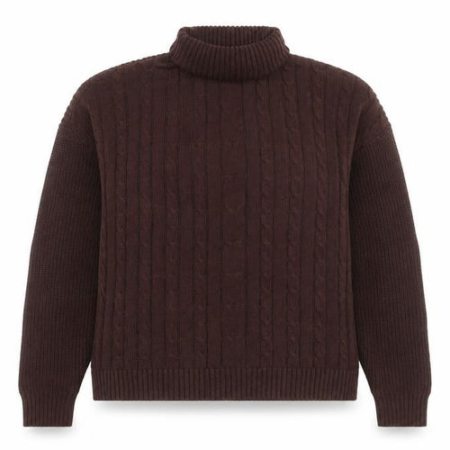 Hollister Womens Brown Cable Knit Roll Neck Jumper XS