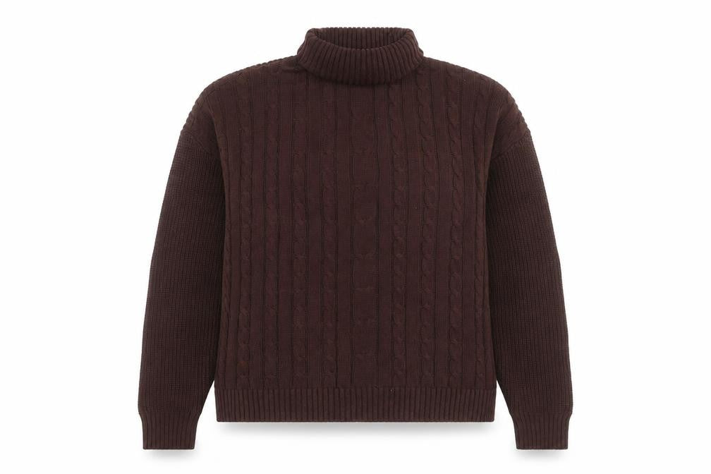 Hollister Womens Brown Cable Knit Roll Neck Jumper XS