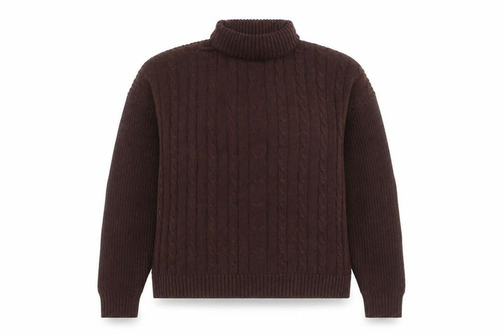 Hollister Womens Brown Cable Knit Roll Neck Jumper XS