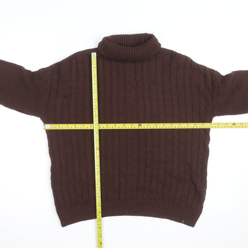 Hollister Womens Brown Cable Knit Roll Neck Jumper XS