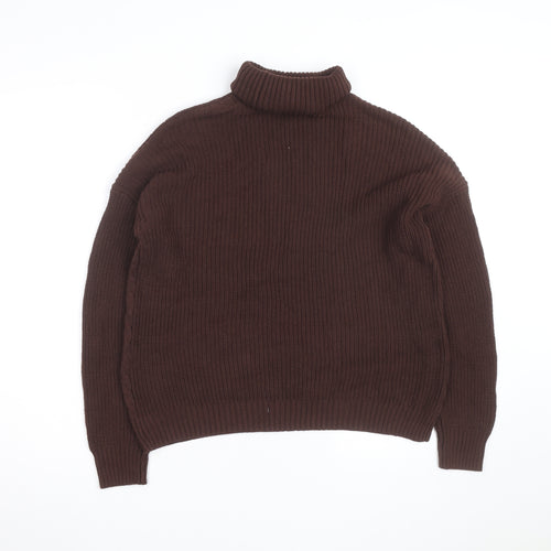 Hollister Womens Brown Cable Knit Roll Neck Jumper XS