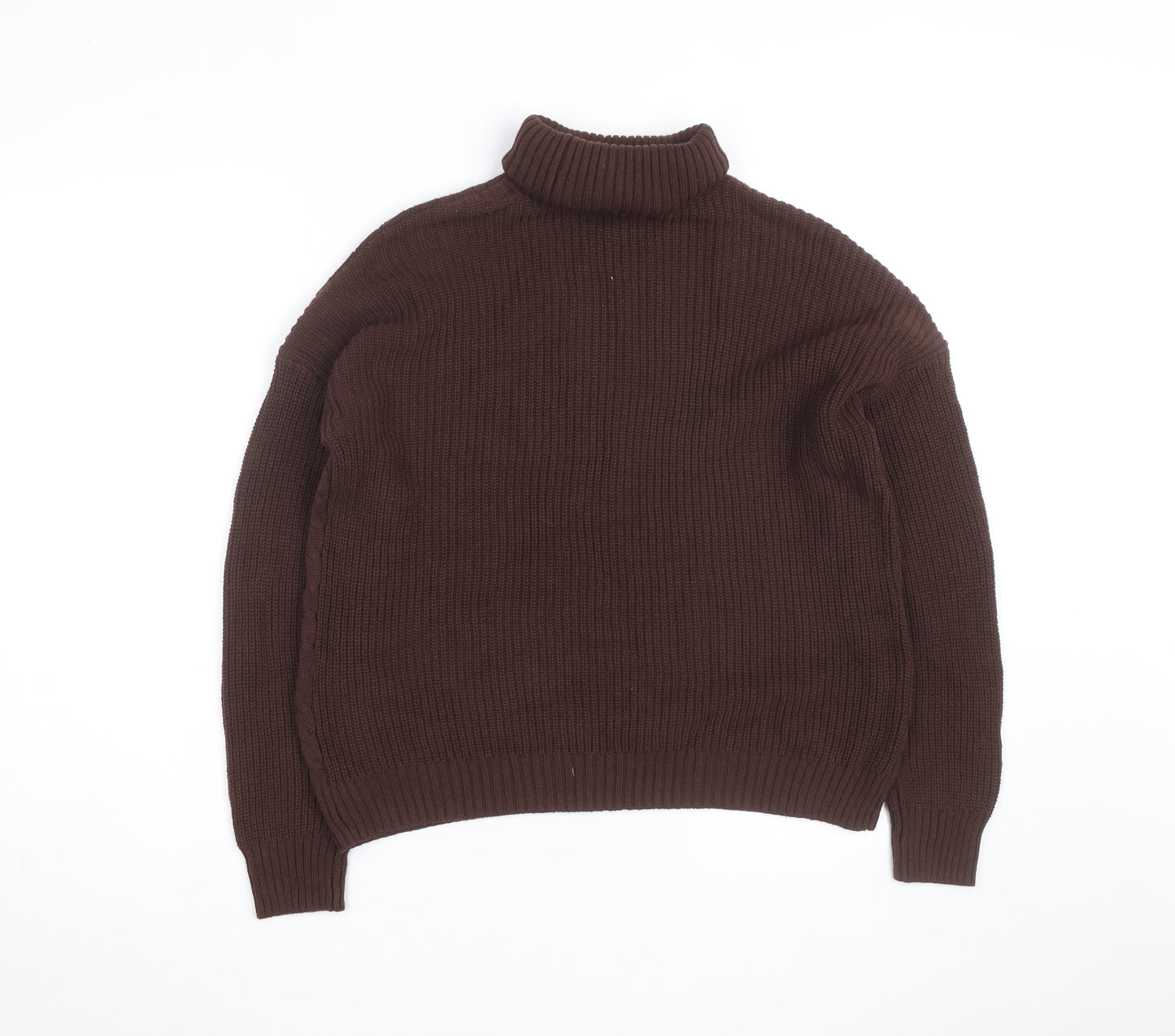 Hollister Womens Brown Cable Knit Roll Neck Jumper XS