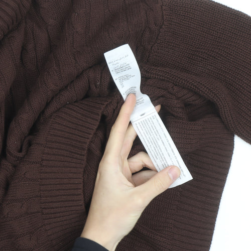 Hollister Womens Brown Cable Knit Roll Neck Jumper XS