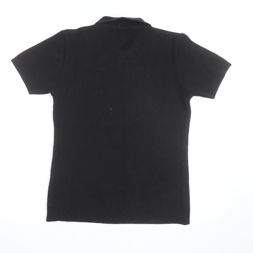 Gabicci Men's Black Short Sleeve 1/2 Zip Retro Knit Polo Shirt Size S