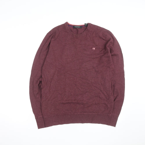 Scotch & Soda Men’s Red Cotton Cashmere Crew Neck Jumper Size M