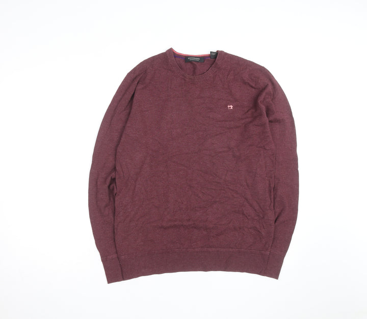 Scotch & Soda Men’s Red Cotton Cashmere Crew Neck Jumper Size M