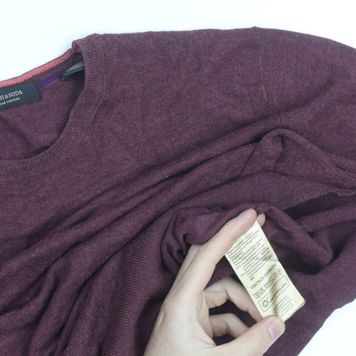 Scotch & Soda Men’s Red Cotton Cashmere Crew Neck Jumper Size M