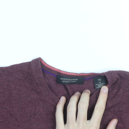 Scotch & Soda Men’s Red Cotton Cashmere Crew Neck Jumper Size M
