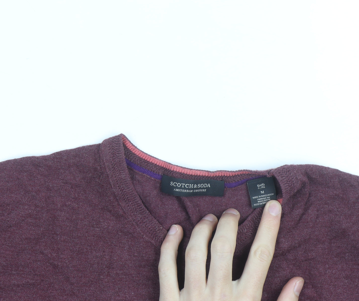 Scotch & Soda Men’s Red Cotton Cashmere Crew Neck Jumper Size M