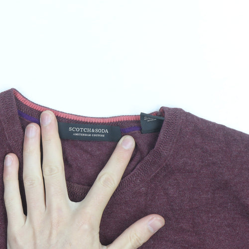 Scotch & Soda Men’s Red Cotton Cashmere Crew Neck Jumper Size M