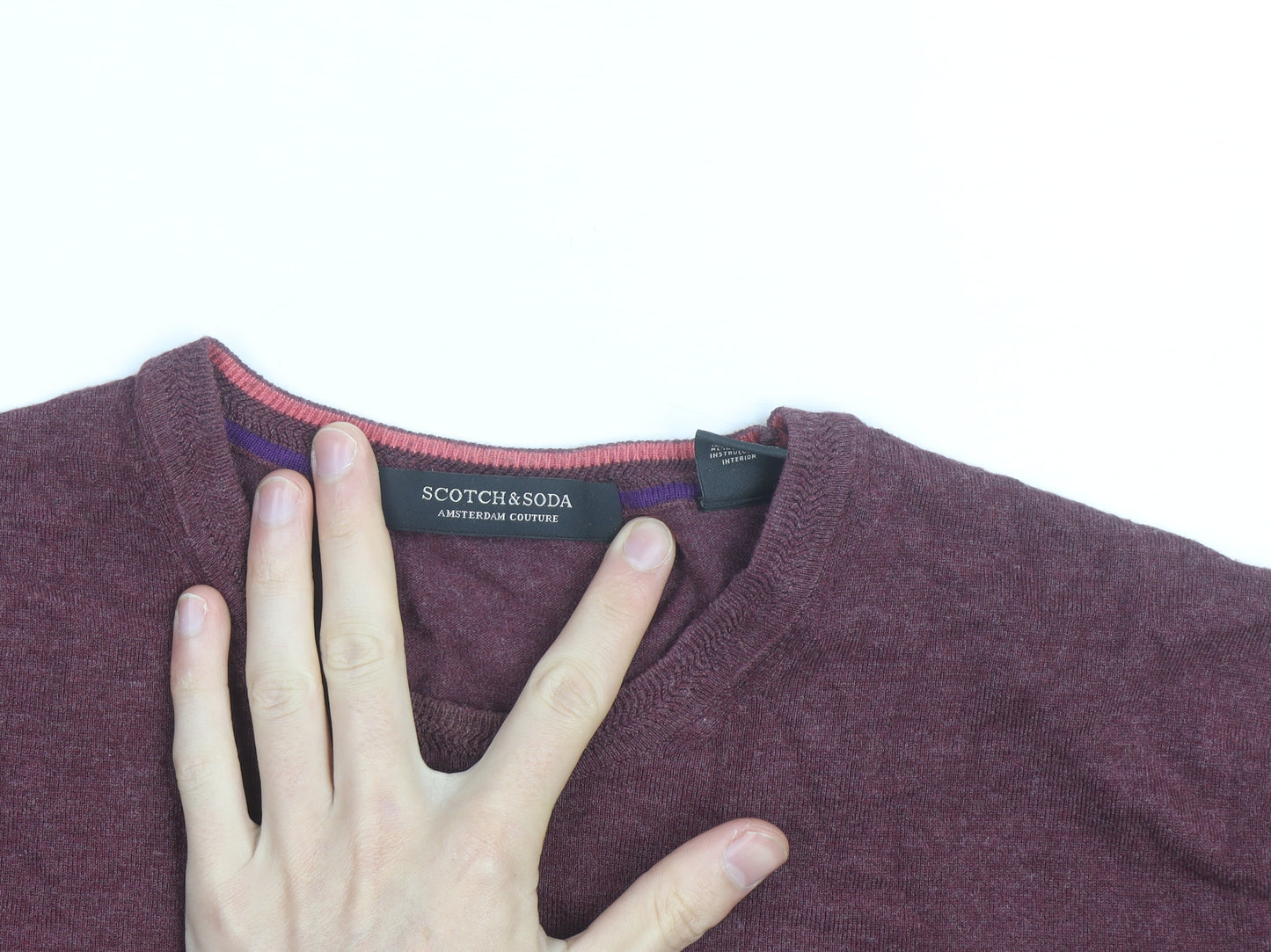 Scotch & Soda Men’s Red Cotton Cashmere Crew Neck Jumper Size M