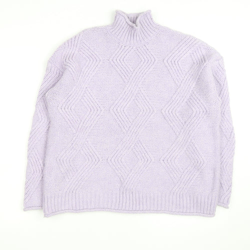 Marks and Spencer Women’s Lilac Chunky Knit Mock Neck Jumper M