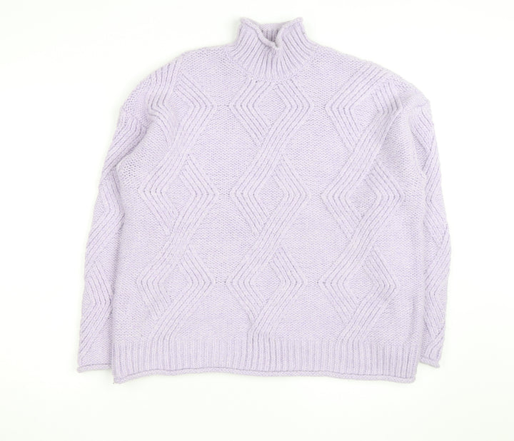 Marks and Spencer Women’s Lilac Chunky Knit Mock Neck Jumper M