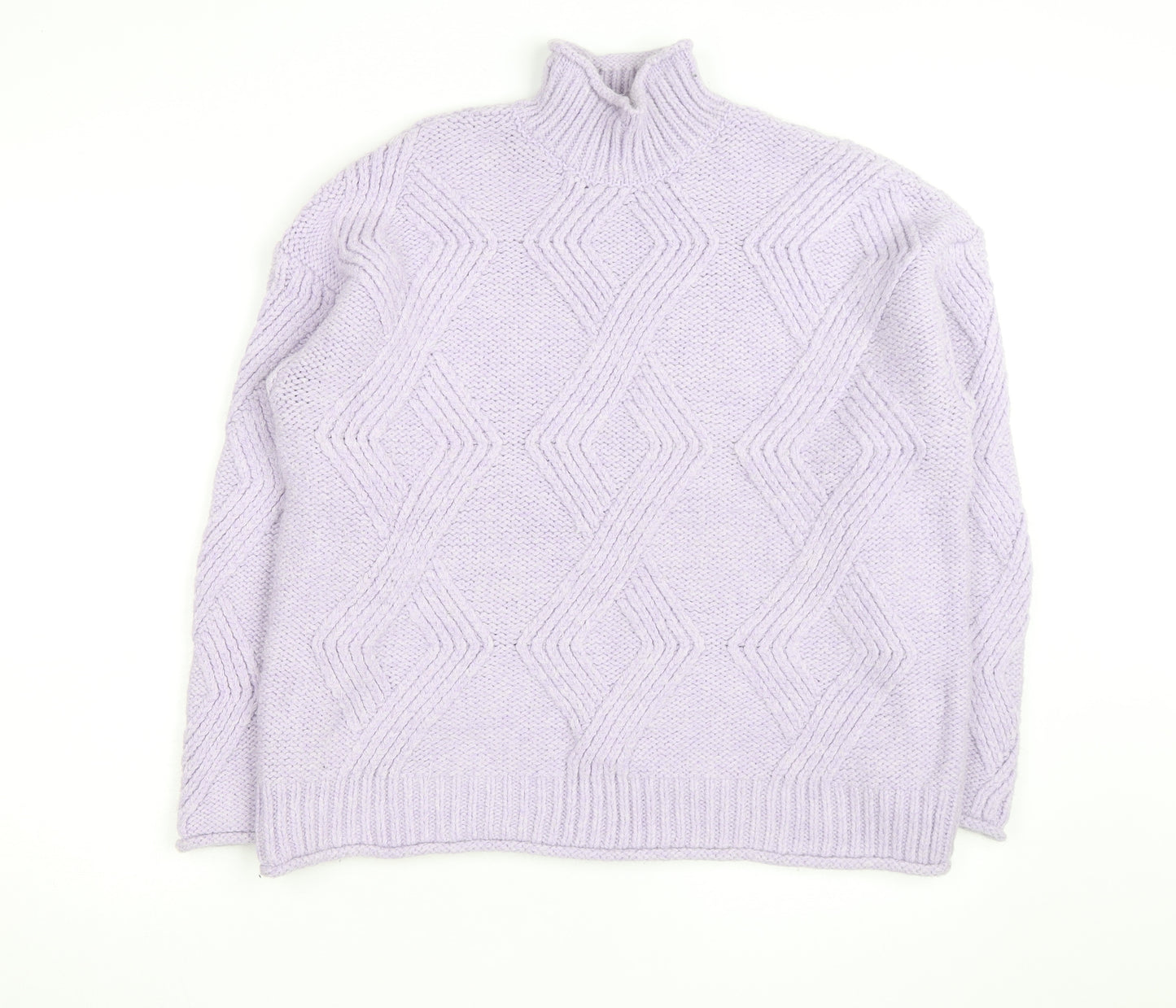 Marks and Spencer Women’s Lilac Chunky Knit Mock Neck Jumper M