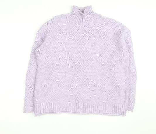 Marks and Spencer Women’s Lilac Chunky Knit Mock Neck Jumper M