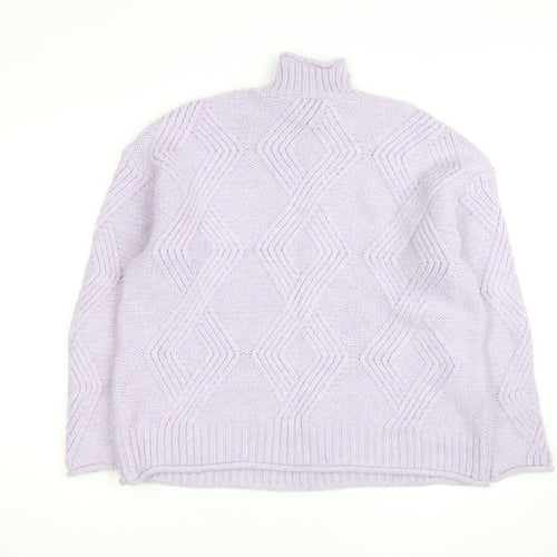 Marks and Spencer Women’s Lilac Chunky Knit Mock Neck Jumper M