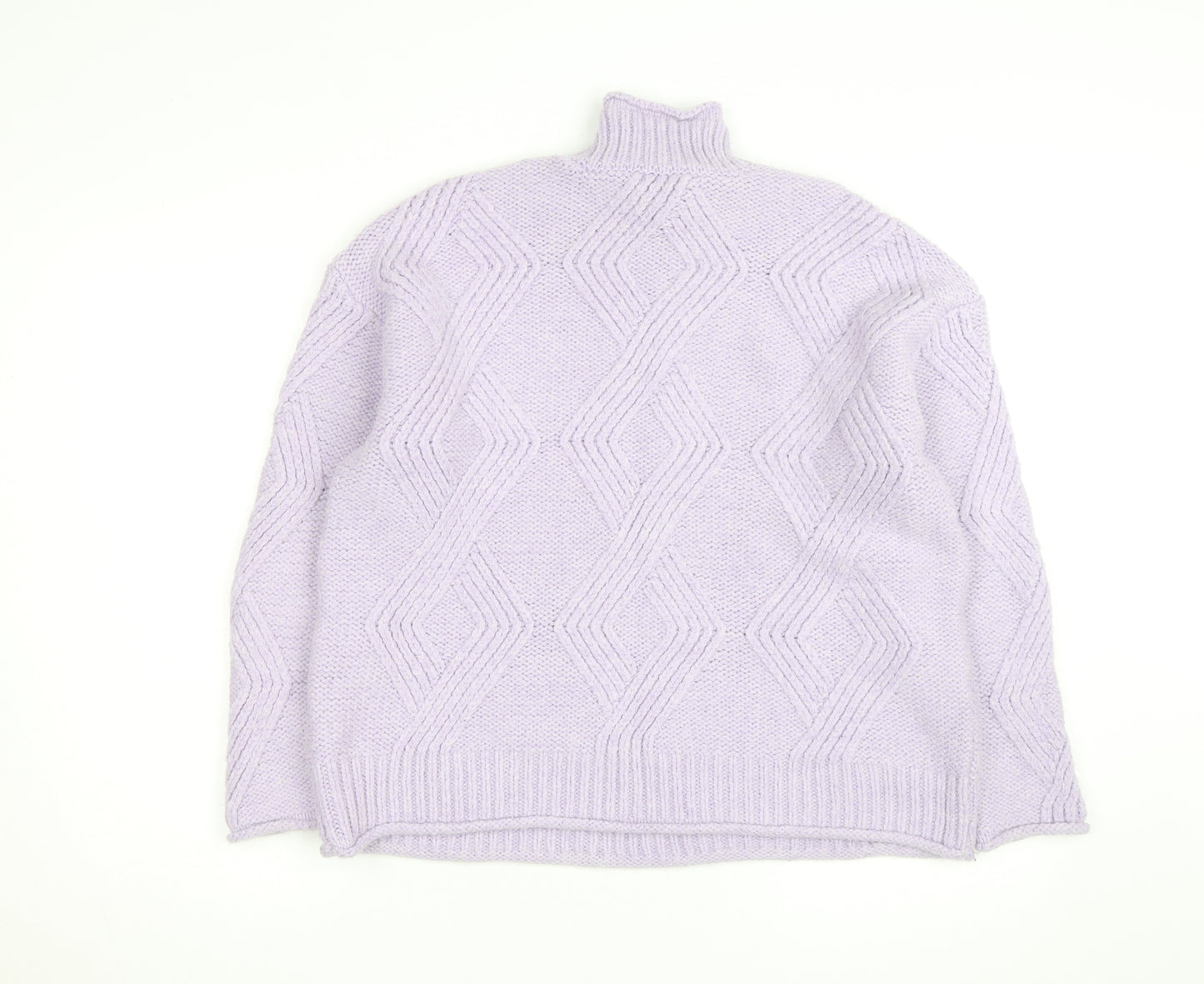 Marks and Spencer Women’s Lilac Chunky Knit Mock Neck Jumper M