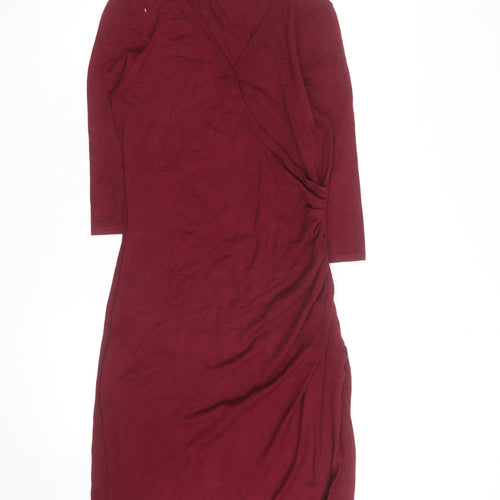 Phase Eight Women’s Red V-Neck Wrap Knit Dress Size 10