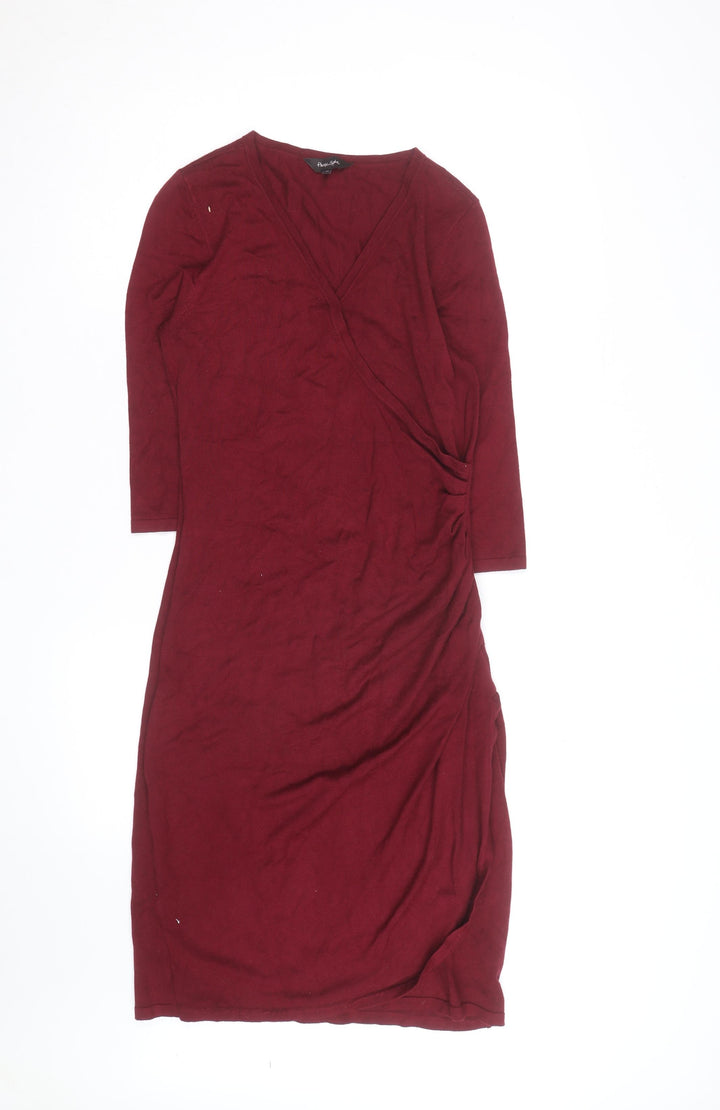 Phase Eight Women’s Red V-Neck Wrap Knit Dress Size 10