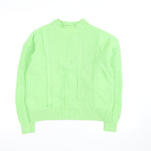 Marks and Spencer Women's Green Cable-Knit Cotton Jumper Medium